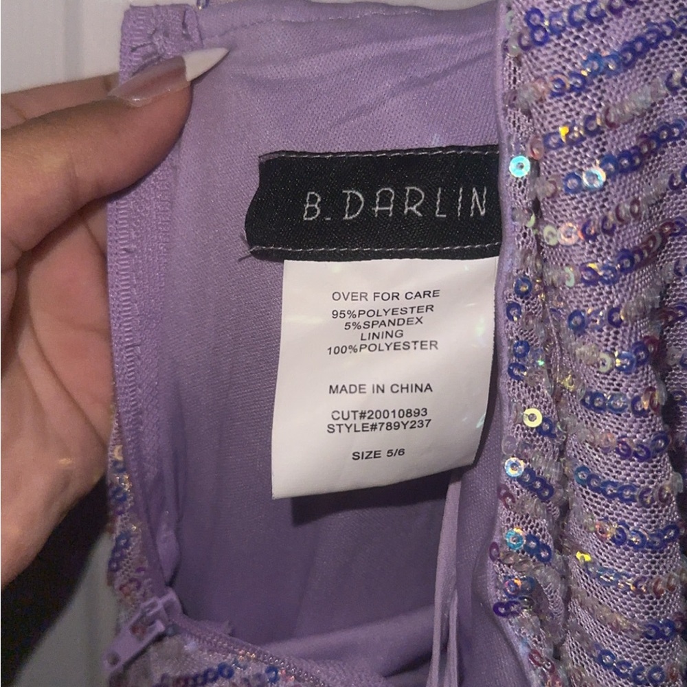 B Darlin Lavender Sequin Gown